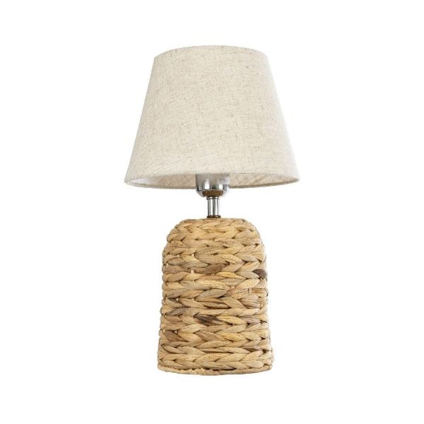 Bohemian Living Room 1-Light Natural Raffia Table Lamp with Beige Fabric Shade Ø23 H40 01960 Holokai