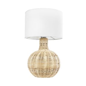 Bohemian Living Room 1-Light Bamboo Table Lamp with White Fabric Shade 01959 Hasumi