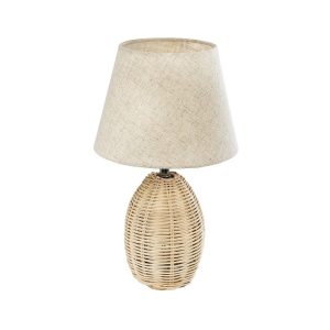 Boho 1-Light Bamboo Table Lamp with Beige Fabric Shade Ø23 H40 01956 Hasumi