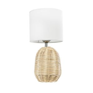 Boho Living Room Table Lamp Beige Bamboo with White Fabric Shade Ø18 H36 01958 Hasumi