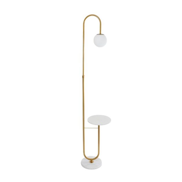 Built In Table Floor LampModern 1-Light Gold Metal with White Glass Shade 180H 02025 Cordelia