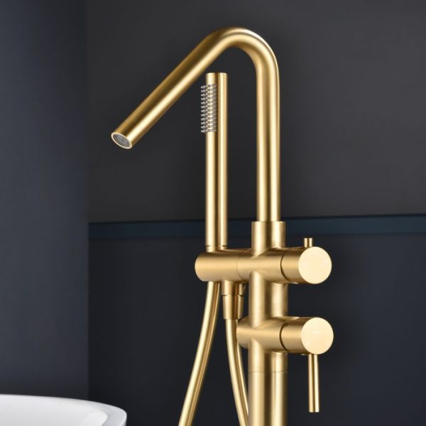 Luxury Gold Floor Mounted Free-standing Bath Shower Mixer Imex Corcega BBEC01/OC