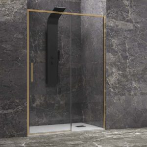 Luxury Gold Sliding Shower Door 8mm Clear Safety Glass Nanoskin 200H Karag LEA 400