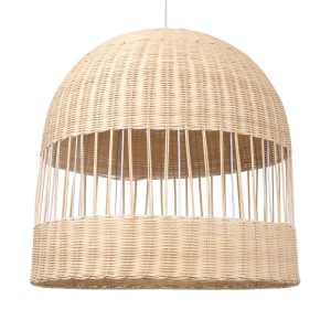 Vintage 1-Light Beige Bamboo Decorative Pendant Ceiling Light Ø60 H60 01726 Lucia