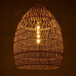 Rustic Bamboo 1-Light Beige Decorative Pendant Ceiling Light Ø57 H75 01810 Malibu