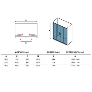 Black Grid Double Sliding Shower Door 5mm Safety Glass Nanoskin 190H Efe 600 Frame Karag Dimensions