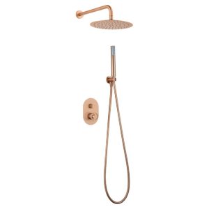 Modern Rose Gold Round Concealed Shower Mixer Set 2 Outlets PVD Olimpo GPC033-ORC Imex