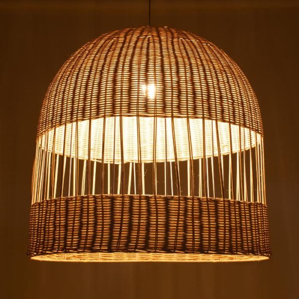 Rustic Bamboo 1-Light Beige Decorative Pendant Ceiling Light Ø60 H60 01726 Lucia