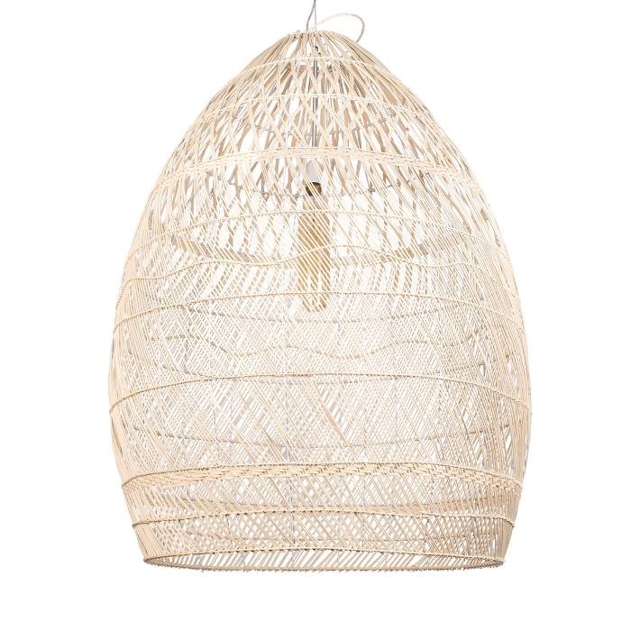 Bohemian Large 1-Light Beige Bamboo Pendant Ceiling Light Ø95 H125 01812 Malibu