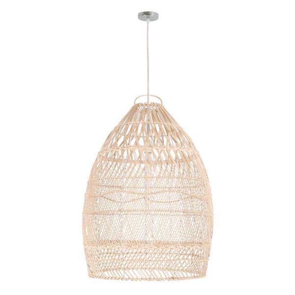 Vintage 1-Light Beige Bamboo Decorative Pendant Ceiling Light Ø57 H75 01810 Malibu