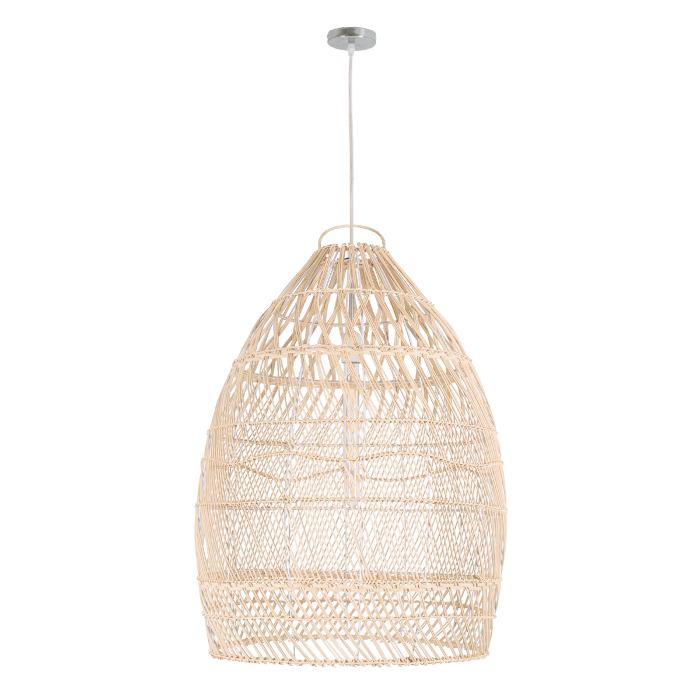 Vintage 1-Light Beige Bamboo Decorative Pendant Ceiling Light Ø57 H75 01810 Malibu