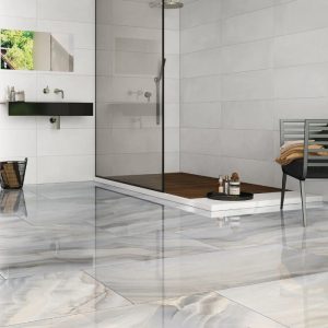 White Glossy Onyx Effect Floor Gres Porcelain Tile 60x120 Onice Perla
