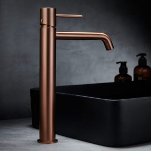Modern Rose Gold PVD Single Lever High Rise Basin Mixer Tap Monza BDM039-3ORC Imex