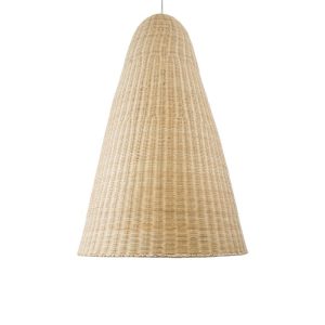 Vintage Oversized 1-Light Beige Bamboo Pendant Ceiling Light Ø80 H130 01827 Mahana