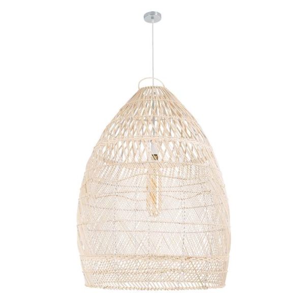 Bohemian Big 1-Light Beige Bamboo Decorative Pendant Ceiling Light Ø76 H100 01811 Malibu