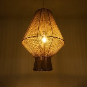 Bohemian 1-Light Pendant Ceiling Light with Beige Rope 01854 Cayman