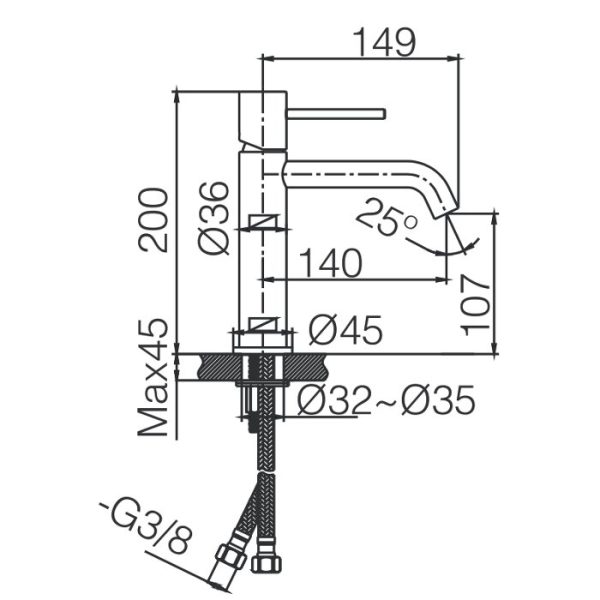 Modern Single Lever Basin Mixer Tap Monza BDM039-1 Imex Dimensions