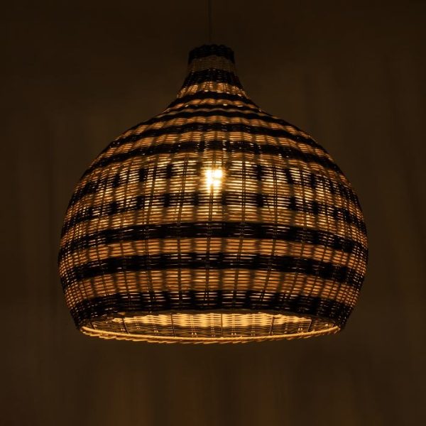 Vintage 1-Light Beige Dark Green Bamboo Wooden Pendant Ceiling Light for the Living Room Ø60 H60 01955 Jamaica