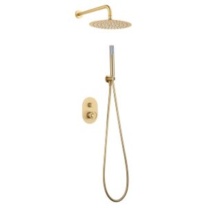 Modern Gold Round Concealed Shower Mixer Set 2 Outlets PVD Olimpo GPC033-OC Imex