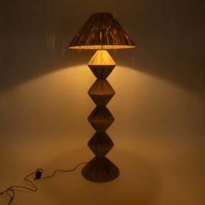 Bohemian 1-Light Beige Brown Wooden Rattan Decorative Floor Lamp Ø60 H150 02108 Luana