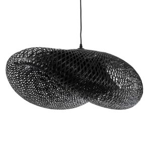 Rustic 1-Light Black Wooden Bamboo Pendant Ceiling Light 85×50×30 02202 MEXICO