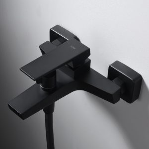 Modern Black Matt Wall Mounted Bath Shower Mixer with Shower Kit ART BDAR025-4NG IMEX