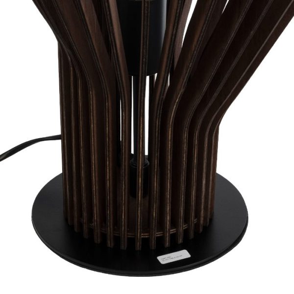 Black metal base and dark brown wooden details from table lamp 02177 Mihiro