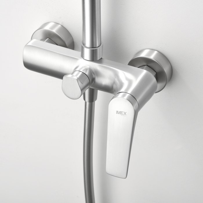 Modern Adjustable Satine Stainless Steel Shower System Kit with Shower Head Ø20 Delos BDD055-AC Imex