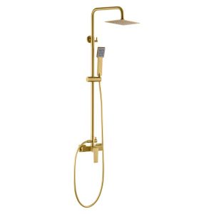 Modern Gold PVD Adjustable Shower System Kit with Square Shower Head Art BDAR025-OC Imex