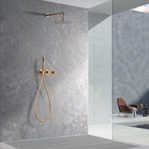 Modern Rose Gold Concealed Thermostatic Shower Mixer Set 2 Outlets Assen GTA052-ORC Imex