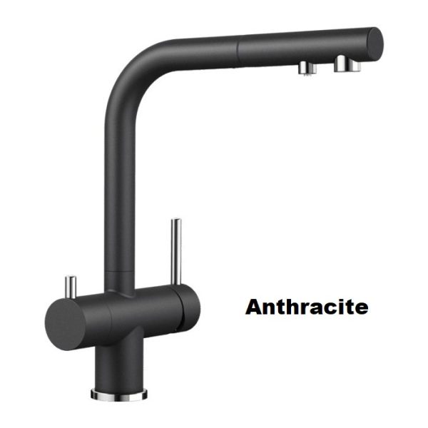 Anthracite Water Filter Kitchen Mixer Tap with 2-Way Pull Out Spray 525200 Blanco Fontas-S II