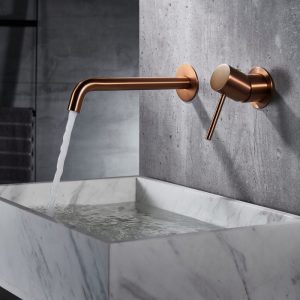 Modern Rose Gold PVD Wall Mounted 2 Hole Basin Mixer Tap 19,4 cm Monza GLM039-ORC Imex