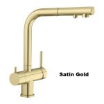Satin Gold Water Filter Kitchen Mixer Tap with 2-Way Pull Out Spray 526694 Blanco Fontas-S II