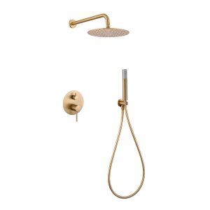 Modern Round Concealed Shower Mixer Set 2 Outlets Gold PVD Monza GPM039-OC Imex