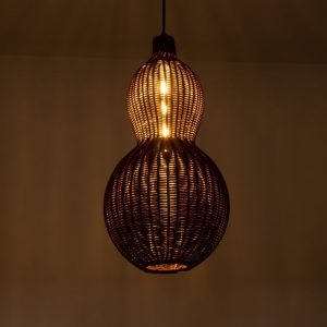 Decorative Bohemian 1-Light Dark Brown Wooden Bamboo Pendant Ceiling Light Ø30 02169 Kingstown