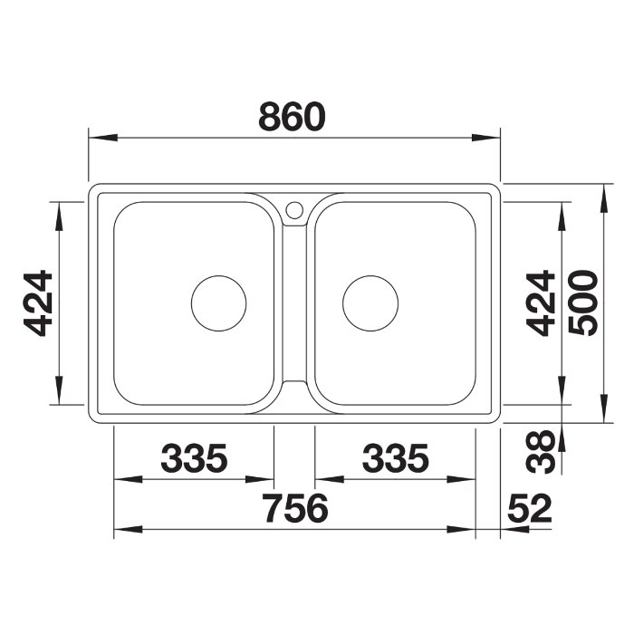 Modern 2 Bowl Stainless Steel Kitchen Sink 86×50 Lemis 8-IF Blanco