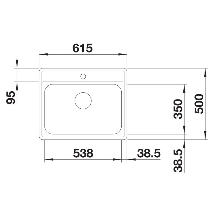 Lemis 6-IF Blanco Modern 1 Bowl Stainless Steel Kitchen Sink 61,5×50