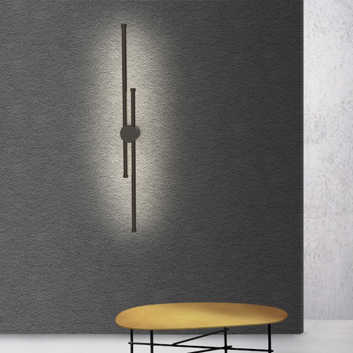 Living Room Modern Italian BLack Metal Linear 2-Light Wall Sconce Led 18 Watt, 3000K, IP20 7197 Elia A2 Sikrea