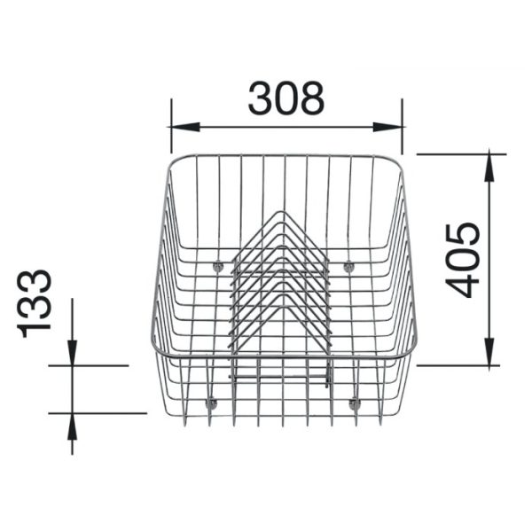 Modern Stainless Steel Crockery Basket with Plate Stacker 31,3χ40,9 507829 Blanco Dimensions