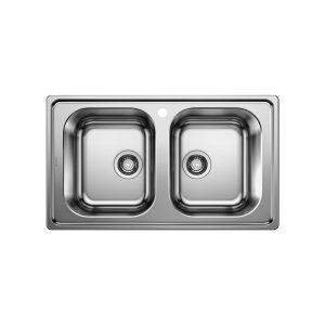 Modern 2 Bowl Stainless Steel Kitchen Sink 86x50 Dinas 8 Blanco