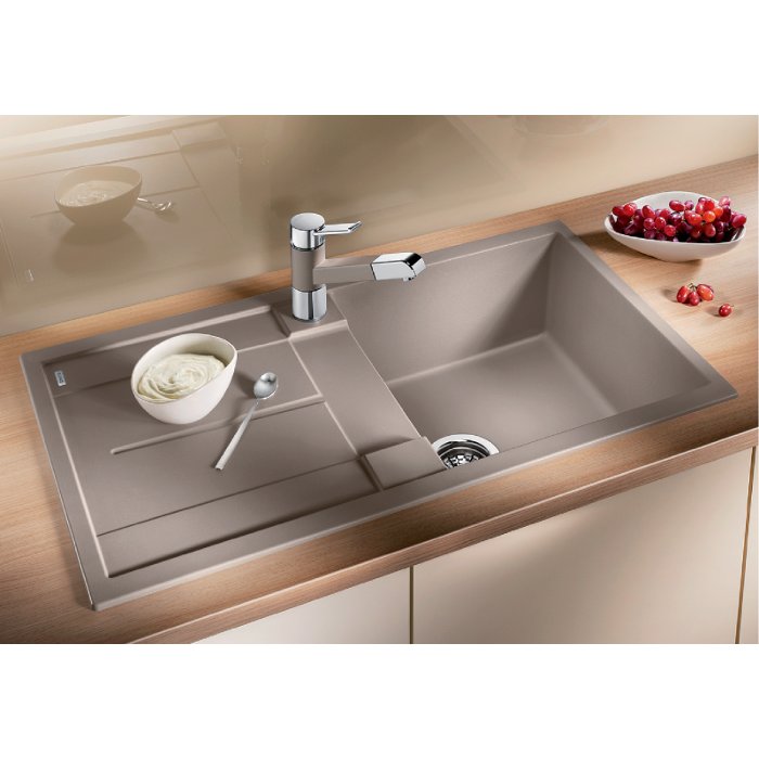 Modern Tartufo 1 Bowl Granite Kitchen Sink with Reversible Drainer 86×50 Metra 5 S Blanco
