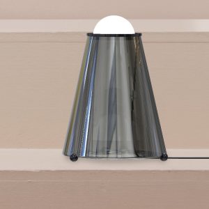 Glass Black Fume Modern Italian 1-Light Table Lamp with White Adjustable Shade 9702 Hi! Sikrea