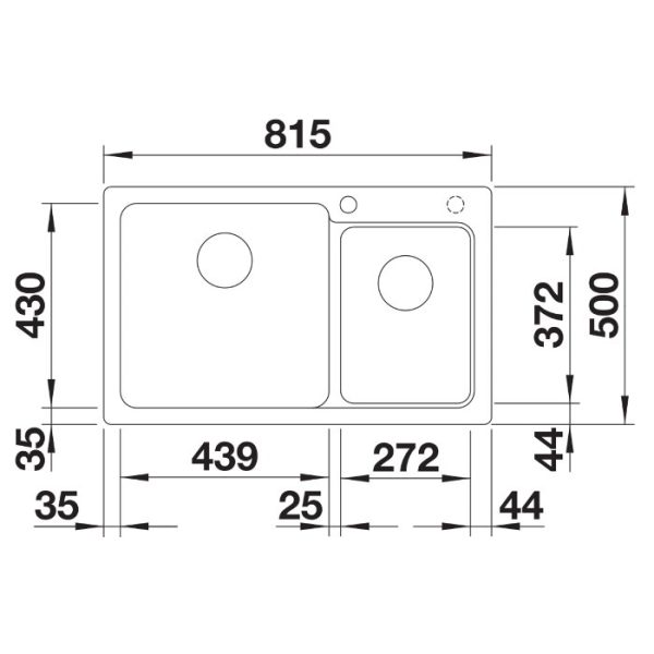 Modern 2 Bowl Granite Kitchen Sink 81,5x50 Naya 8 Blanco Dimensions