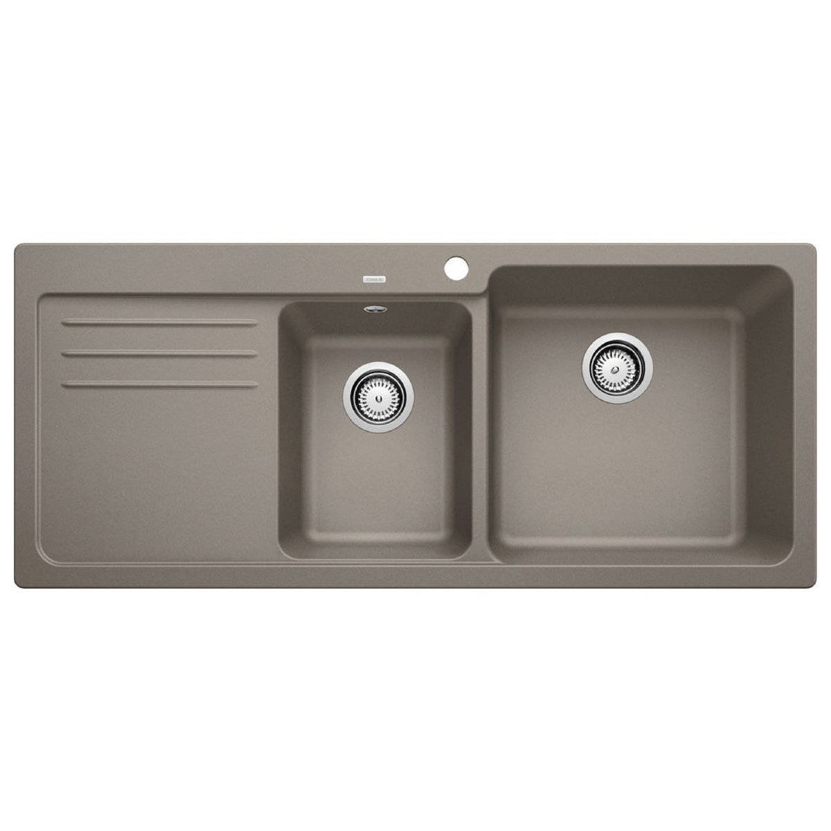 Modern Tartufo 2 Bowl Granite Kitchen Sink with Left Drainer 116×50 Naya 8 S Blanco