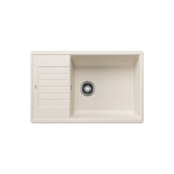 Modern Ecru 1 Bowl Granite Kitchen Sink with Reversible Drainer 78x50 Zia XL 6 S Compact Soft White Blanco