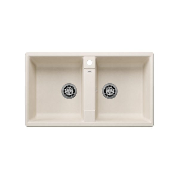 Modern Soft White 2 Bowl Granite Kitchen Sink 86x50 ZIA 9 Blanco