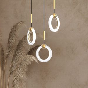 Minimal White Ring Led Italian Decorative Gold Pendant Ceiling Light 9221 Layla S1 Sikrea