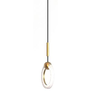 Italian Decorative Minimal Gold Pendant Ceiling Light with a White Ring Led 9221 Layla S1 Sikrea