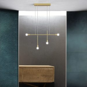 Minimal Living Room Gold 4-Light Metal Linear Pendant Ceiling Light 7470 Anna 4 Sikrea
