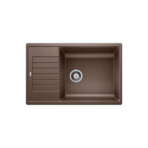Modern Coffee 1 Bowl Granite Kitchen Sink with Reversible Drainer 78x50 Zia XL 6 S Compact Blanco